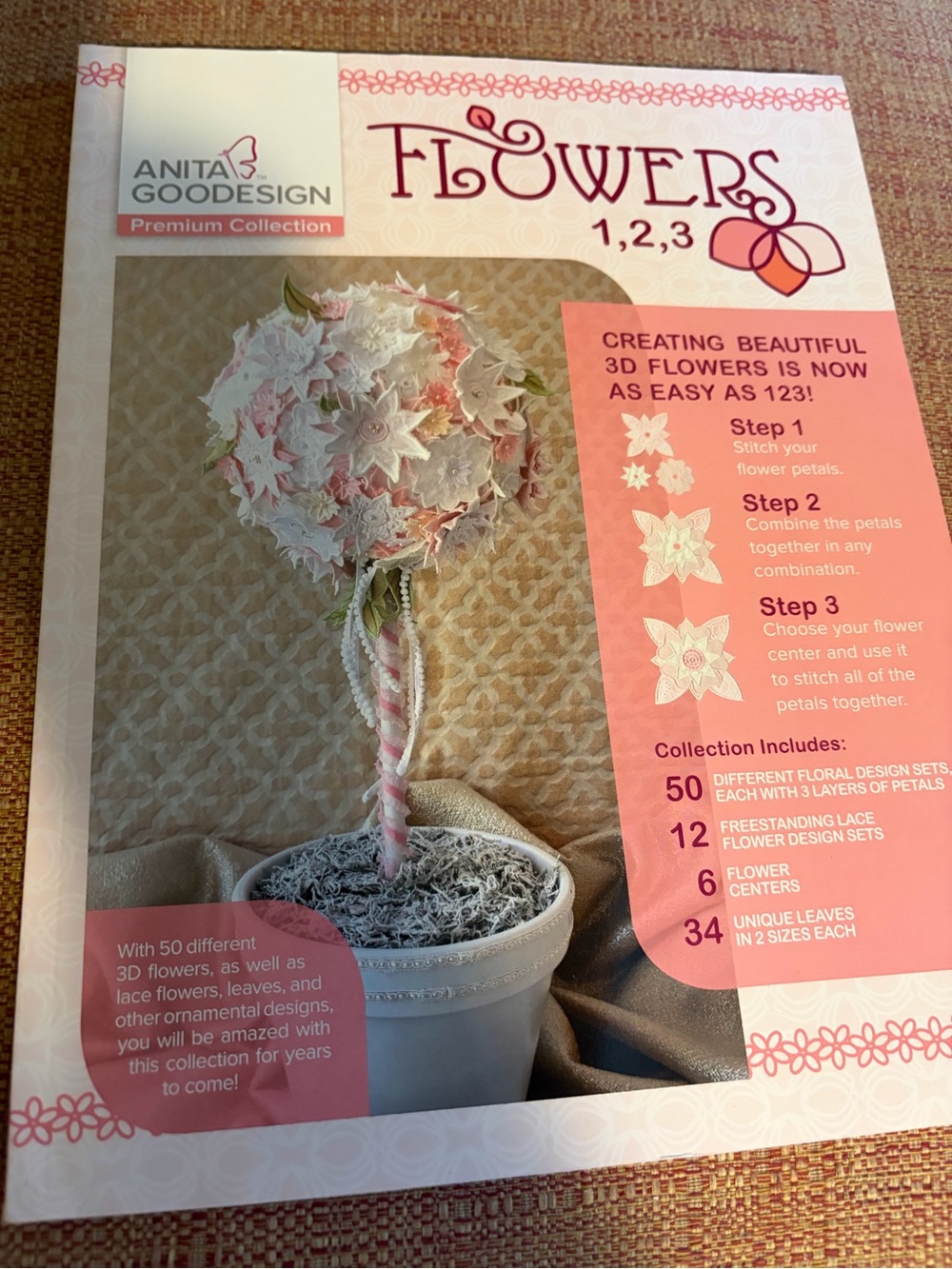 Anita Gooddesign Flowers 1,2,3 Craft Collection -  for machine embroidery